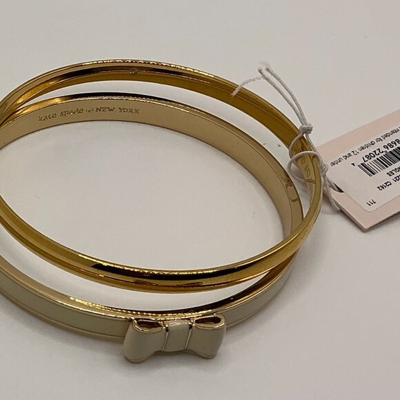 Kate Spade New York TAKE A BOW Gold & Cream/Idiom Gold-Tone Bangle Brace… - Picture 8 of 10